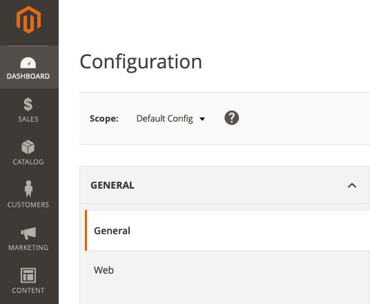 Select “Web” from the “General” menu.